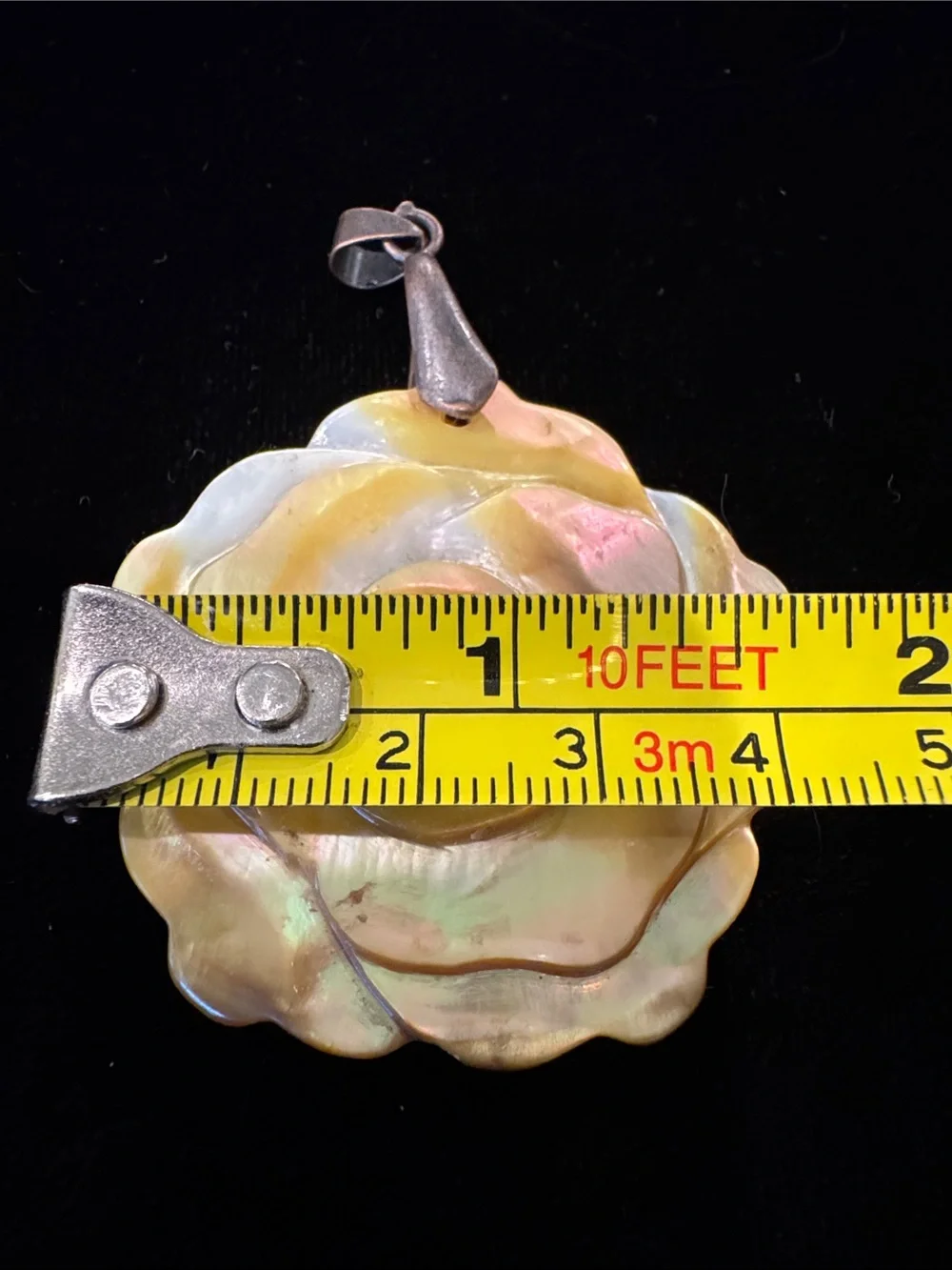 Lovely Iridescent Mother-of-Pearl Rose Pendant